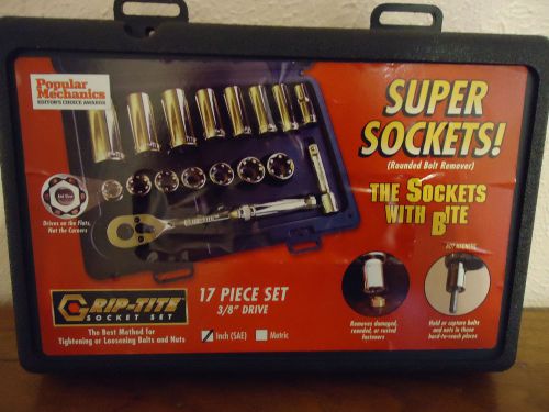 Popular Mechanics Grip-Tite 16 Piece Super Socket Set 3/8&#034; Drive SAE - NEW