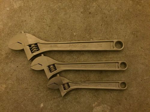 Proto tools 712 &amp; 710 &amp; 708( 12, 10 and 8 inch) adjustable crescent wrench for sale