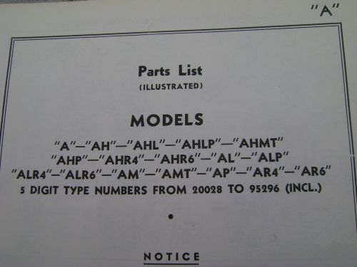 briggs and stratton model a ah ahl ahlp ahmt and others illustrated parts list