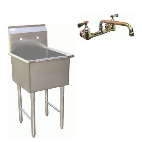 Combo: 1 compartment nsf prep sink 24&#034; x 24&#034; + 10&#034; spout no lead faucet for sale