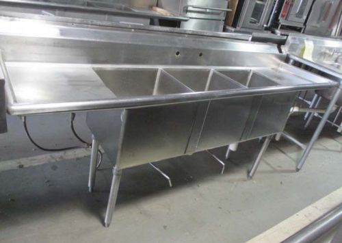 Stainless steel 3 compartment sink with left and right drain boards 90&#034; x 23.5&#034; for sale