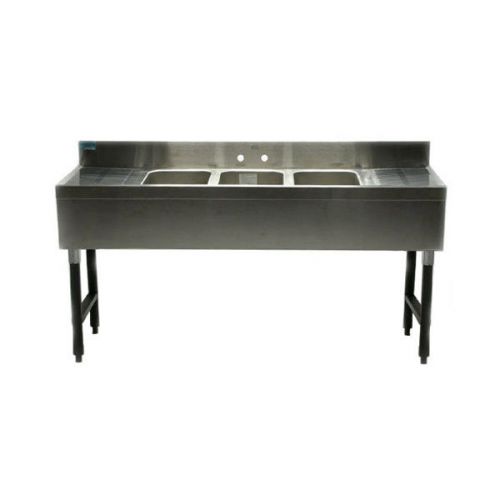 Stainless steel bar sink - 95&#034; - three compartment for sale