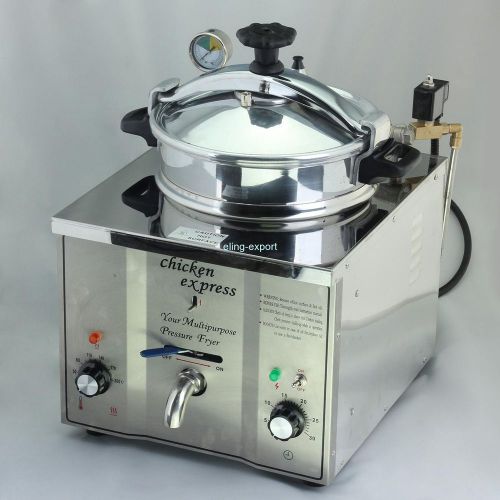 3kw ce 16l commercial stainless steel kitchen cooking electric pressure fryer for sale