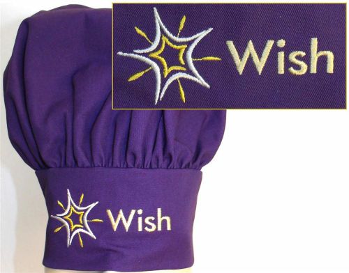Purple Wish &amp; Gold Star Chef Hat Adult Adjustable Kitchen Monogram Embroidered