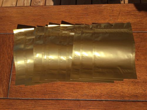 10) STASH Smell Proof Gold Mylar Foil Zip Lock Bags 7&#034; x 4 5/8 &#034;  USA  SMELL PROOF