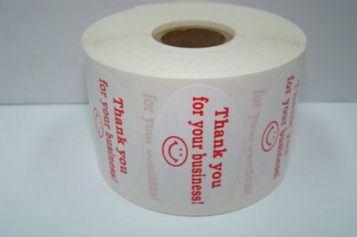 500 Labels of 1.25x2 Oval White Red THANK YOU FOR YOUR BUSINESS Mailing Rolls