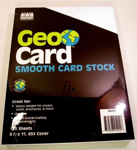 Wausau Smooth Card Cover Stock White 8.5x11&#034; 65# lb 125 sheets Laser Inkjet