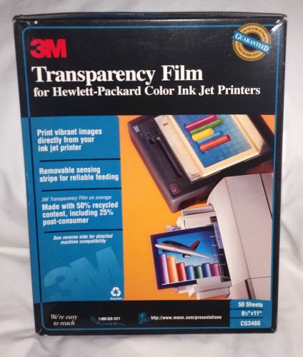 NEW 3M Transparency Film for HP Color Ink Jet Printers CG3460 50 Sheets Open Box