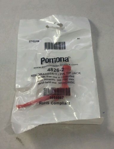 Pomona 4826-2 minigrabber test clip with pin tip jack red for sale