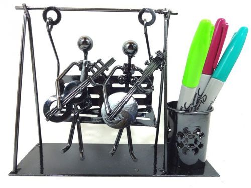 Metal Craft Desk Organizer Pencil/Pens Holder with Lovely Musician Couple