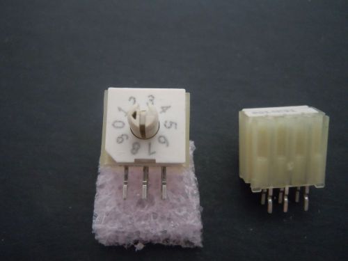 5Pcs ROTARY CODED SWITCH-10POS,BINARY CODED DECIMAL,LATCHED,THROUGH HOLE R-ANGLE