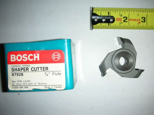 Shaper cutter, carbide tipped, 3/4&#034; flute, bosch 87928, 3/4&#034; bore with 1/2&#034; bush for sale