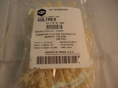 PACK 100pcs SPC VOLTREX 9963 NYLON 4.5&#034;  WING PUSH MOUNT CABLE TIES MADE IN USA