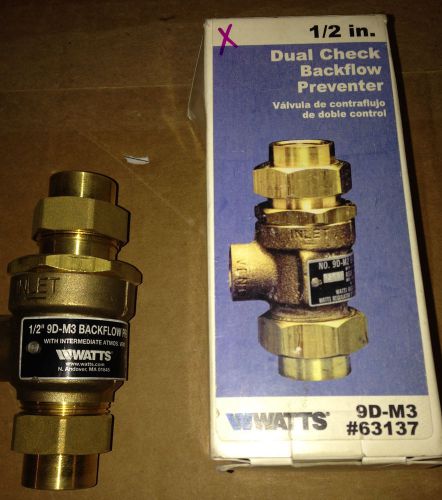 WATTS #9D-M3 1/2&#034; FIP Dual Check Backflow Preventer w/ Intermediate Vent