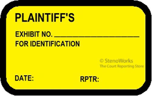Plaintiff&#039;s exhibit no. for id labels stickers yellow  492 per pack for sale