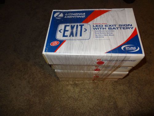 (4)Lithonia Lighting LED Exit Signs With Battery *Brand New LQM S 3 G 120/277