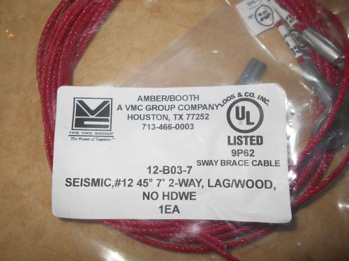 Amber/Booth 7&#039; 2-Way Sway Brace Cable 9P62 12-BO3 -7 Seismic # 12 45 degree NOS