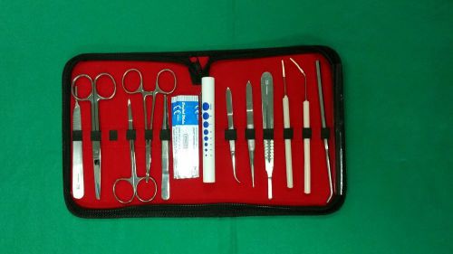 17 PCS STUDENT BIOLOGY DISSECTION DISSECTING KIT W/ STERILE SURGICAL BLADE #15