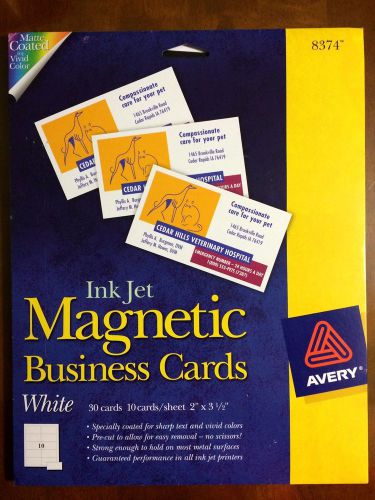 Avery 8374 Business Cards,f/Inkjet Printers,Magnetic,2&#034;x3-1/2&#034;,30/PK NIOP