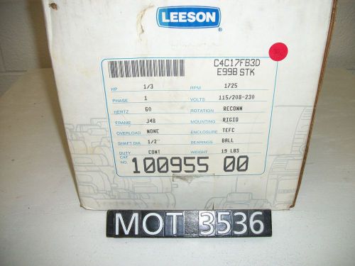 NEW Leeson .33 HP 100955.00 J48 Frame Single Phase Motor (MOT3536)