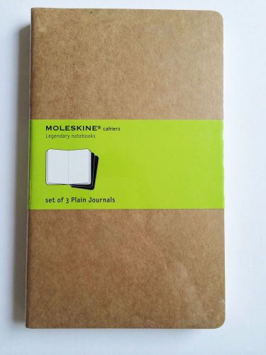 Moleskine Cahier Set Of 3 Plain Journals - 5 x 8 - Kraft Soft Cover - 80 Pages