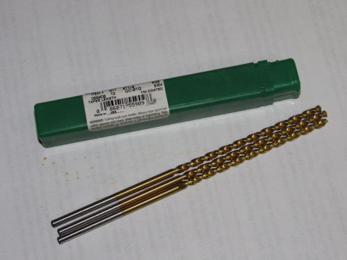 3 new PTD 9/64&#034; QC-91G Taper Length HSS Precision Twist Drill Bits TiN 55909 USA