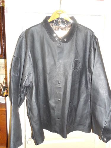 Mens Size 2XL Black Stallion Black Leather Welding Jacket