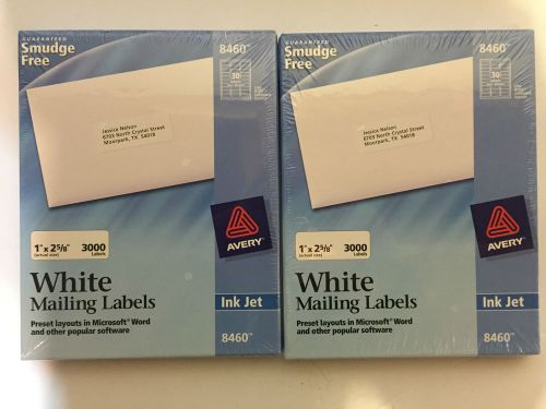 Lot of 2 Avery Dennison 8460  Mailing Labels - 1&#034; Width X 2.62&#034; Length 6000