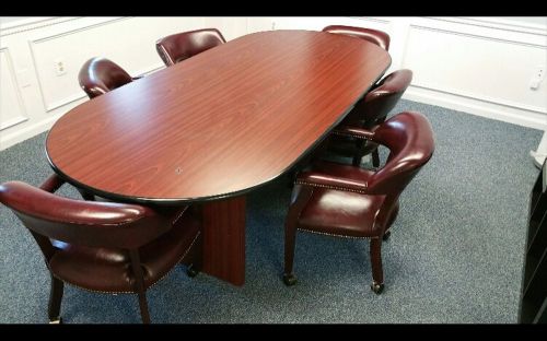 CONFERENCE TABLE AND CHAIRS SET 8ft Traditional Wood Office Room Furniture