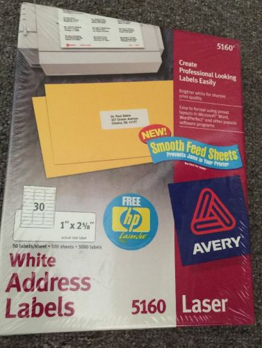 Avery Smooth Feed Sheets Address Label Laser 1&#034; 2 5/8&#034;  3000 / Box