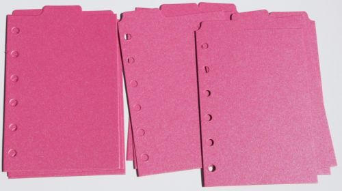 9 Shimmery Bright Pink  Filofax POCKET size  dividers monthly subject top tab