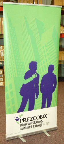 PREZCOBIX DISPLAY BANNER STAND, PROMO NEW - OVERSTOCK CLEARANCE