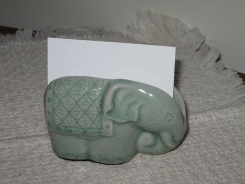 Ceramic Elephant Business Card Holder Celedon Green Place Card Holder