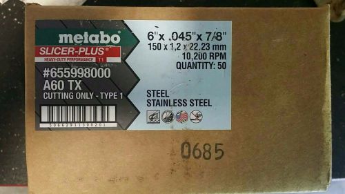 Metabo 6&#034; Slicer-Plus Cut-off Wheels Box of 50 #655998000 A60TX