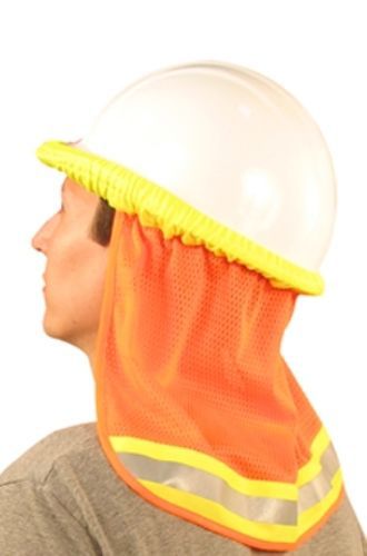3 safety hard hat neck shield helmet sun shade hi vis reflective stripe - orange for sale