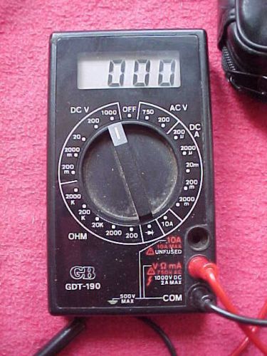 OLDER GB GDT 190 MULTIMETER WITH LEADS AND ZIPPER CASE N/R!