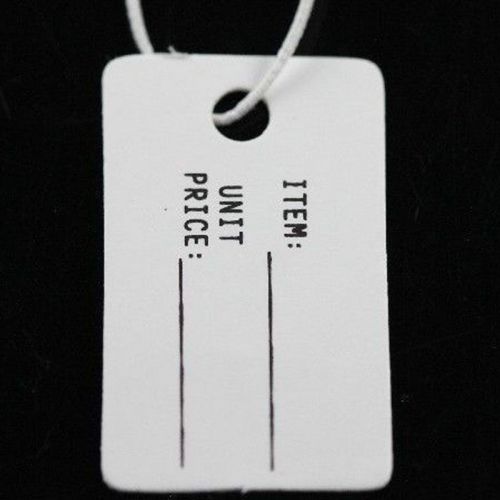 25X15MM Jewelry Elastic Pre-Strung White Paper Price Label Print Info Hang Tag