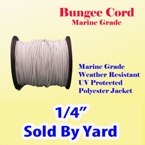 1/4&#034; x  Sold By Yards Premium Marine Grade Bungee Shock Stretch Cord UV White