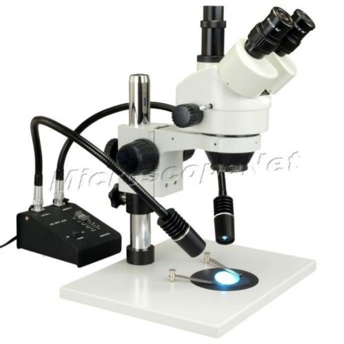 7X-45X Zoom Trinocular Stereo Microscope+6W Dual LED Gooseneck Spot Light
