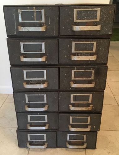 Industrial File Metal Stacking Drawer USA Cabinet Storage Vintage Nylo Glide