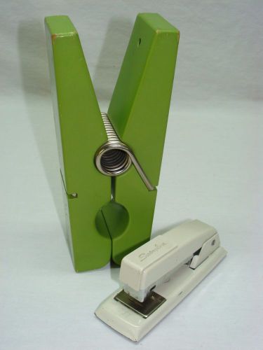 Vtg Swingline Metal 711 Stapler Wood Clothes Pin Clip Mid Century Desk Art