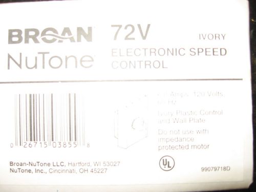 NOS Broan Nutone 72V Electronic Speed Control 6.0A 120V 60Hz, Ivory