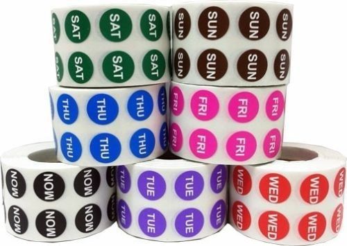 Instocklabels.com small color coded day of the week dot stickers - bulk pack - for sale
