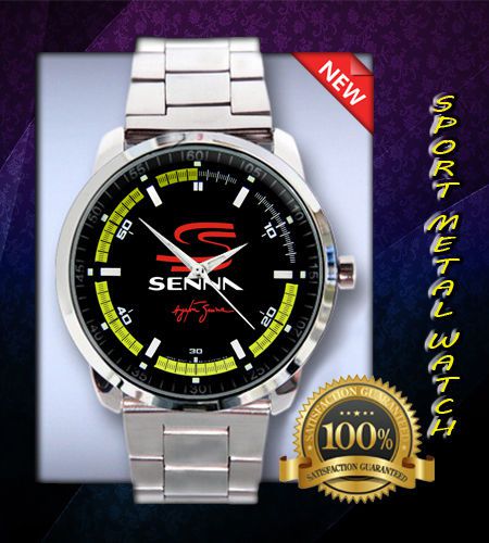 Ayrton Senna Racing driver F1 Legend Logo On Sport Metal Watch