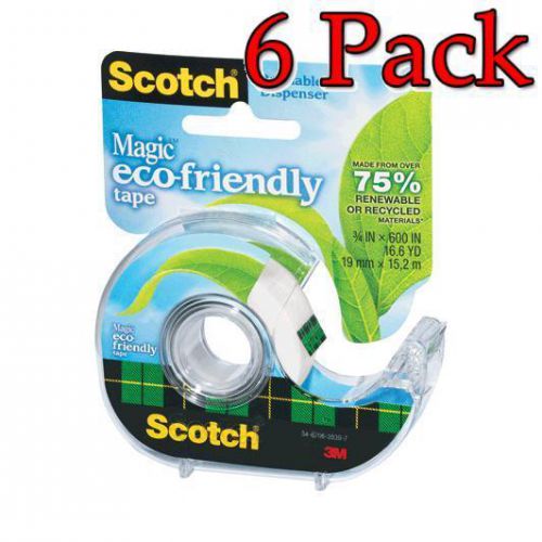3M Scotch Magic Eco-Friendly Tape, 3/4inchx600inch, 1ct, 6 Pack 051141929774A148