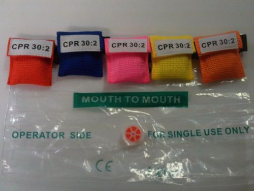 50 Assorted Color CPR Mask Keychain Face Shield Disposable 5 Colors!!