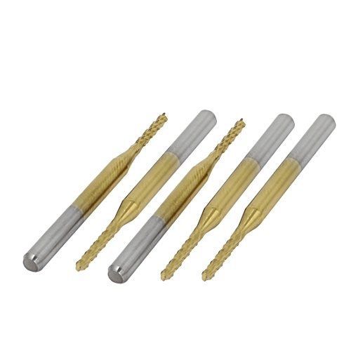 Uxcell? 1.6mmx8.5mm titanium nitride coated pcb cnc drill bits router 5pcs for sale