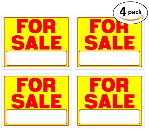 Garage sale pup for sale signs 11 x 14 inch - 4 pack, neon fluorescent yellow &amp; for sale