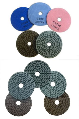 Zered 4&#034; diamond concrete resin polishing pads 1 set for sale