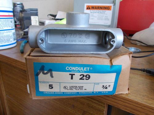 NEW BOX OF 5 CROUSE HINDS CONDUIT BODY 3/4&#034; T29